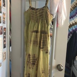 green and brown tie-dye maxi dress